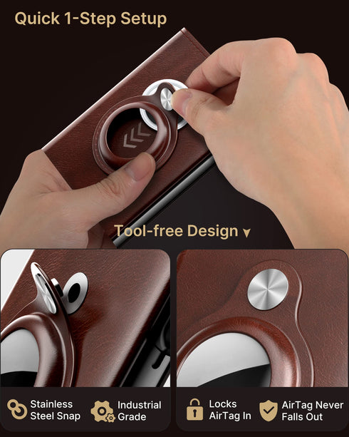 Typecase Mens Wallet Card Holder for Tracker: Leather Smart Wallet for Men Compatible with Apple Tracker, RFID Blocking, Slim, Minimalist - 9-14 Card Capacity | ID Window | Cash Slot